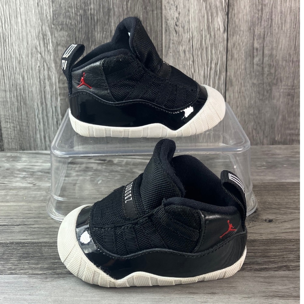 Jordan 11 Retro Crib Bred 2019 Black White Red CI6165-061 Size 4C Baby Shoes